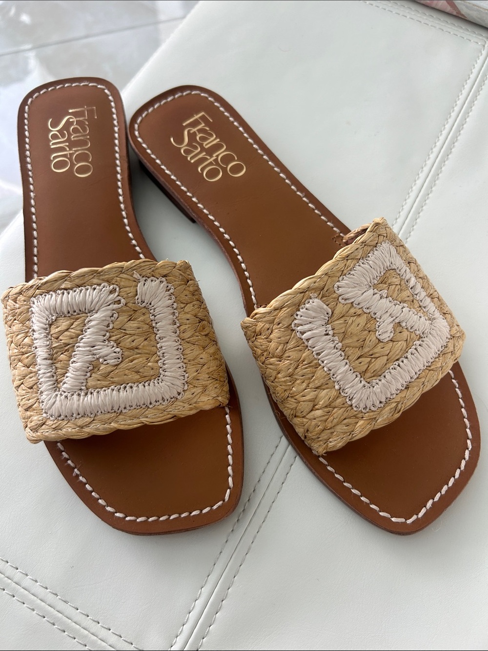 Franco Sarto Tina Slide Sandals - raffia